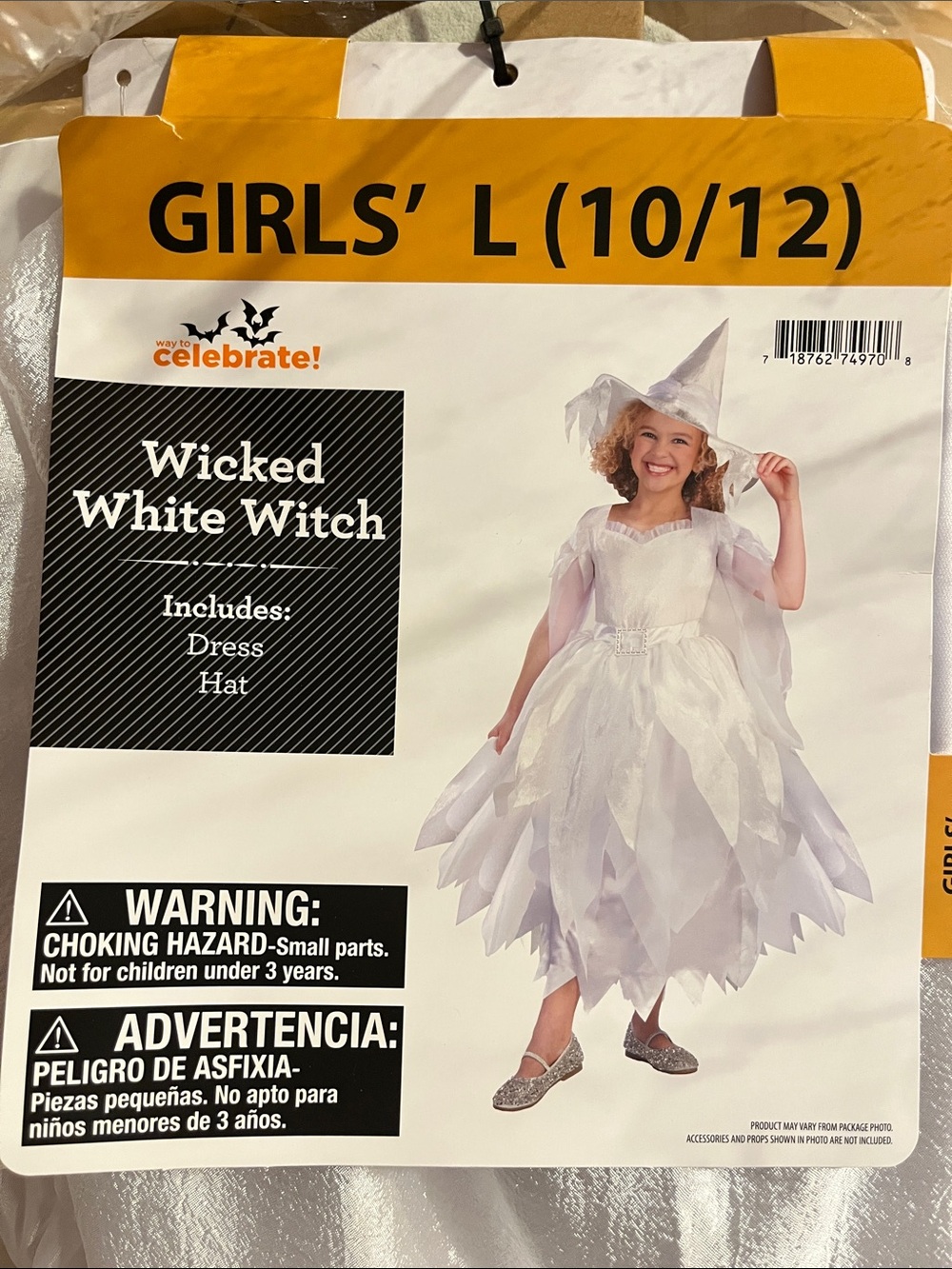 Wicked White Witch Girls' Costume Dress & Hat - White